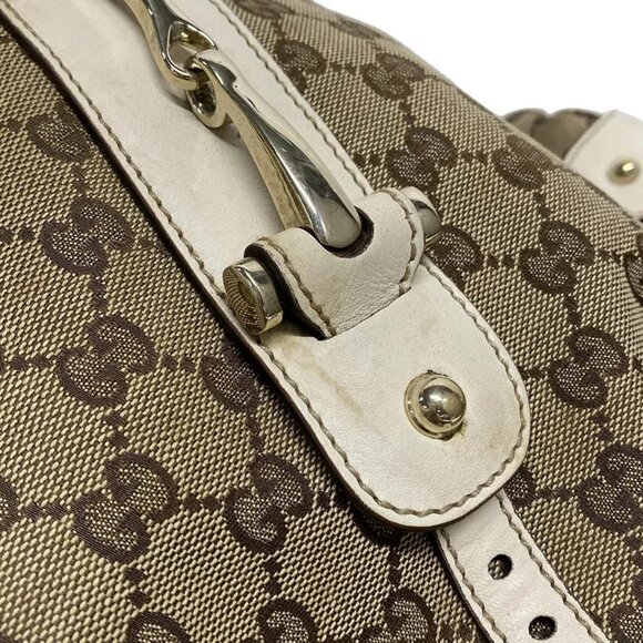 Auth GUCCI GG Pattern, Horse Bit 162900 Dark Brown Beige Cream Jacquard Leather - Picture 15 of 16
